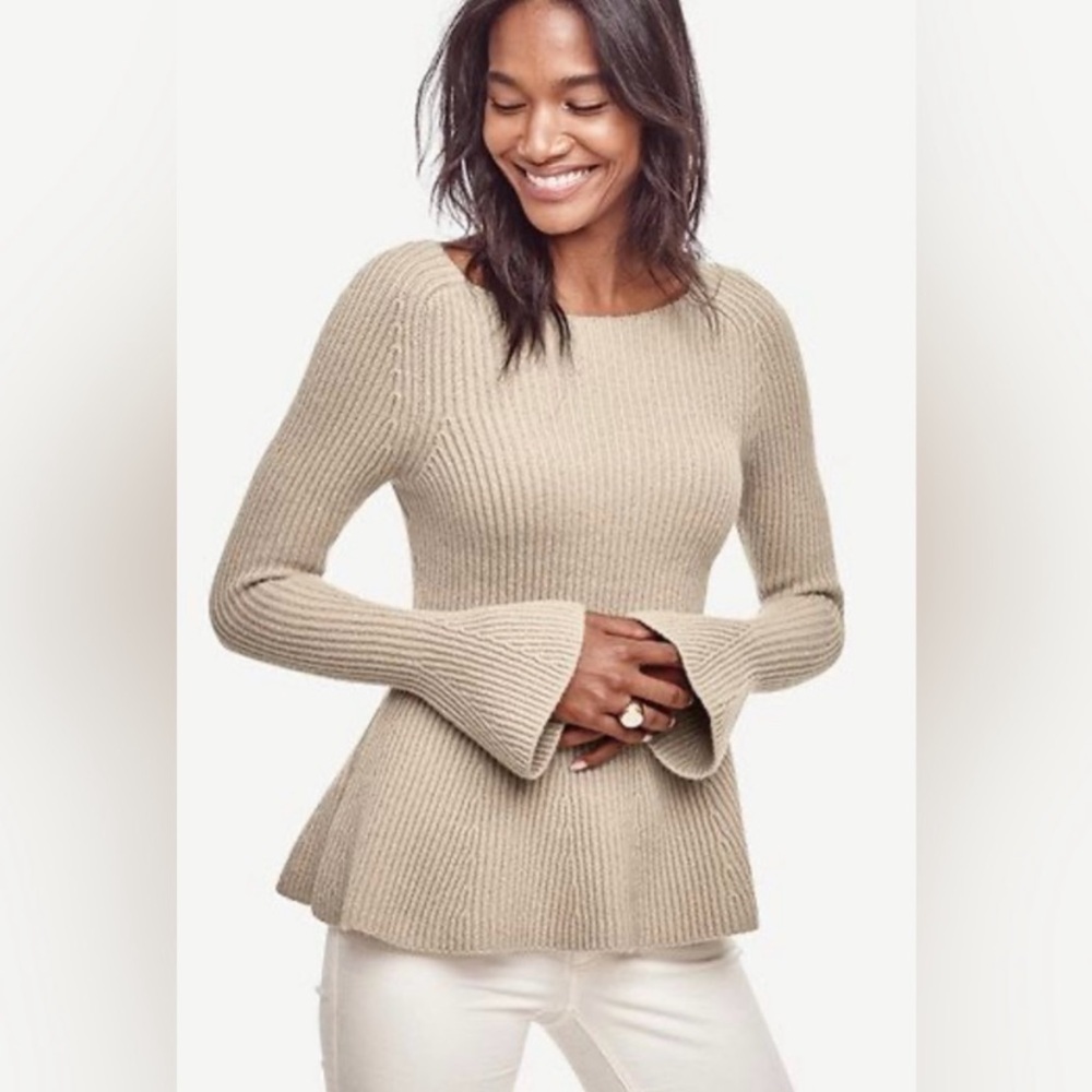 Ann Taylor Merino Wool Alpaca Peplum Sweater